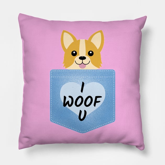 Woof Puppy Lover Cute Pillow by Tip Top Tee's