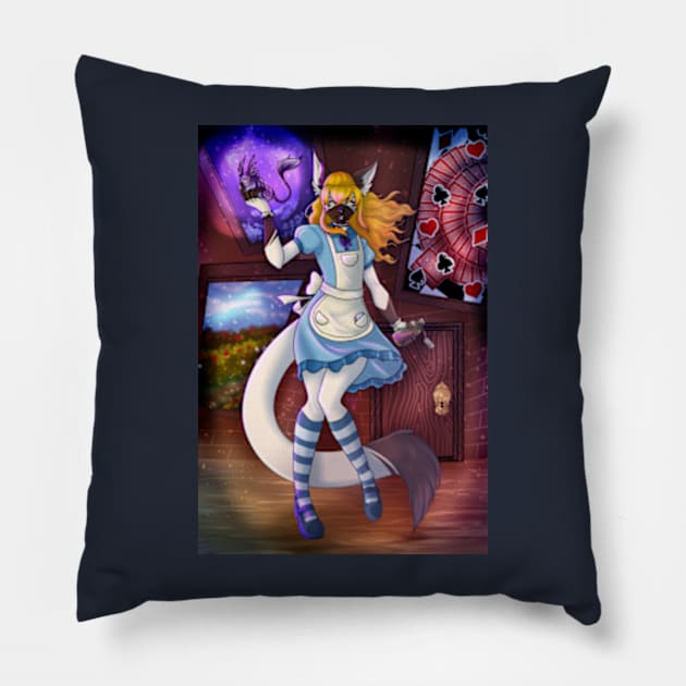 Alice - Down the rabbit hole Pillow by KeishaMaKainn