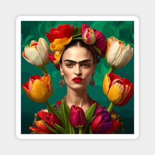 Frida and Tulips Magnet