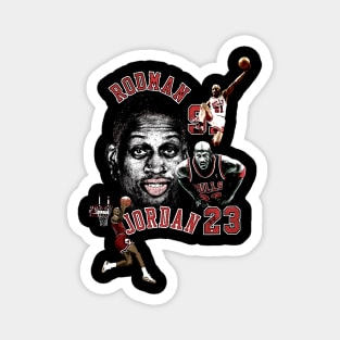 Dennis Rodman Bulls 91 & Michael Jordan 23 Vintage Magnet