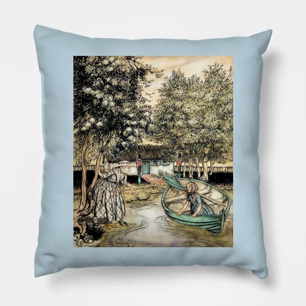 The Snow Queen - Arthur Rackham Pillow by forgottenbeauty