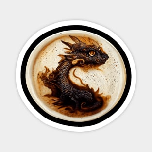 HyperRealistic Of Coffee Art Cute Dragon In Circle Magnet