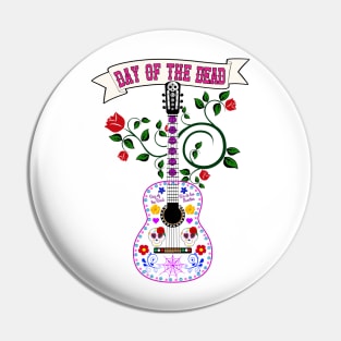 Sugar Skull Guitar Day of the Dead blue Pin