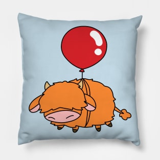 Red Balloon Highland Cow Pillow