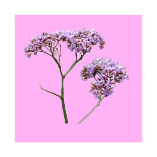 Purple flowers with a baby pink background T-Shirt