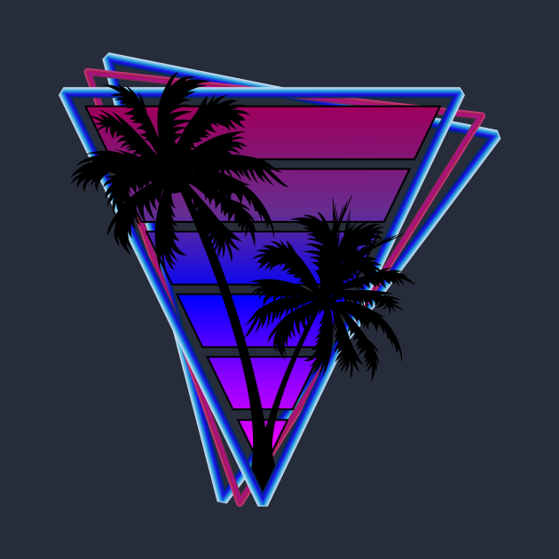 Retrowave style palm tree sunset Tri - Synthwave - Mask ...