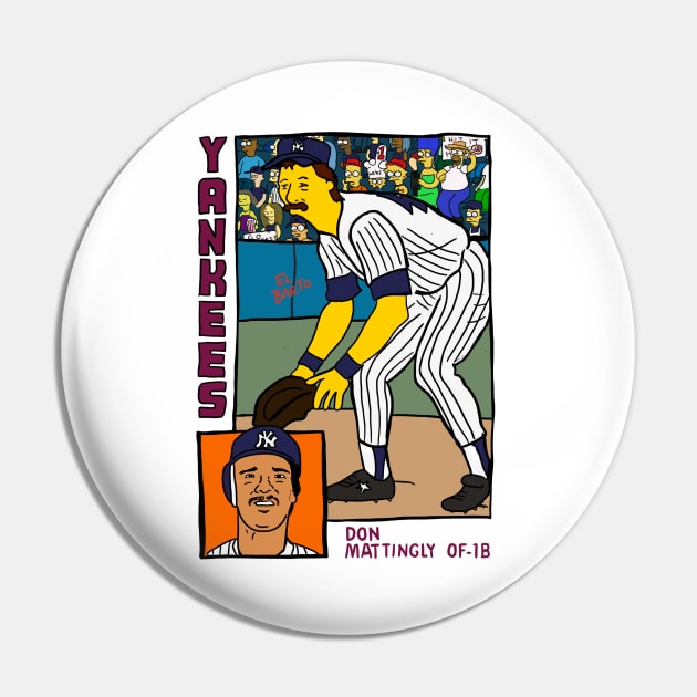 Homer at the Bat DON MATTINGLY Simpsons Parody YANKEES Baseball Card Pin by cousscards