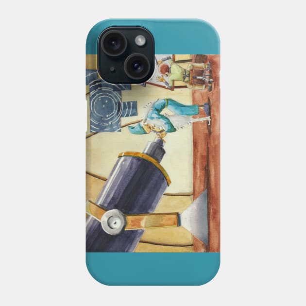 Old Wizard Looking Through Telescope Phone Case by Storyfeather