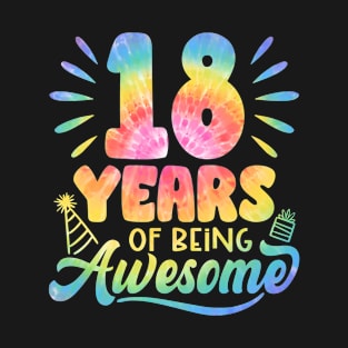 18 Years Of Being Awesome Tie Dye 18th Birthday T-Shirt