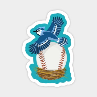 Play Ball! Blue Jay Baseball Egg in Nest Magnet