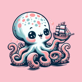 Li'l Legends™: Kraken Plays with a Toy Boat T-Shirt