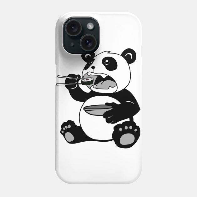 Panda Eating Sushi Cute Japanese Kawaii Panda Phone Case by Dojaja