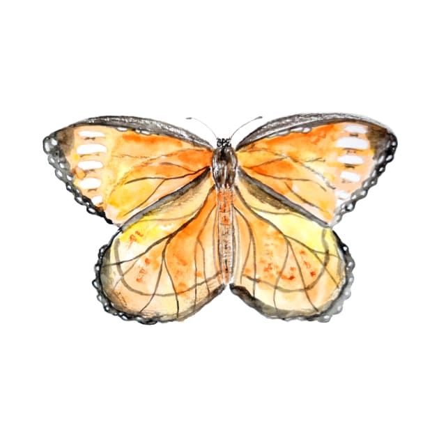 orange and black butterflies watercolor 1 by colorandcolor