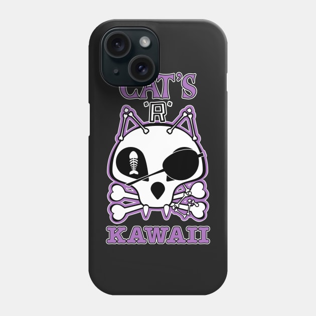 Funny Cats are Kawaii Pirate Cat, Skull and Cross Bones, Halloween Phone Case by Redmanrooster