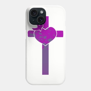 Purple Cross with Heart Phone Case