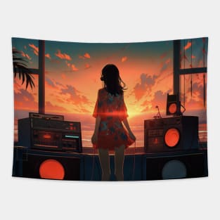 Dj Console Sunrise Miami Party Tapestry