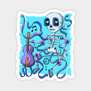 The Skeleton Violin Lover- Día De Los Muertos- Violin music Lover Magnet