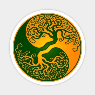 Yellow and Green Tree of Life Yin Yang Magnet