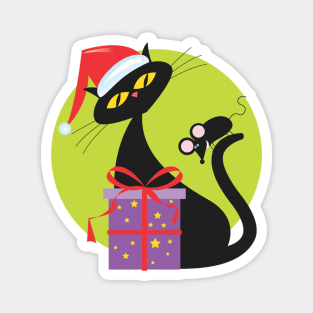 1950s Christmas Cat and Mouse Magnet