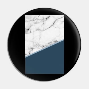 Real White Marble Half Ocean Sapphire Steel Blue Pin