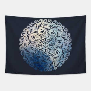 Yin Yang Blueberry Cream Mandala Tapestry