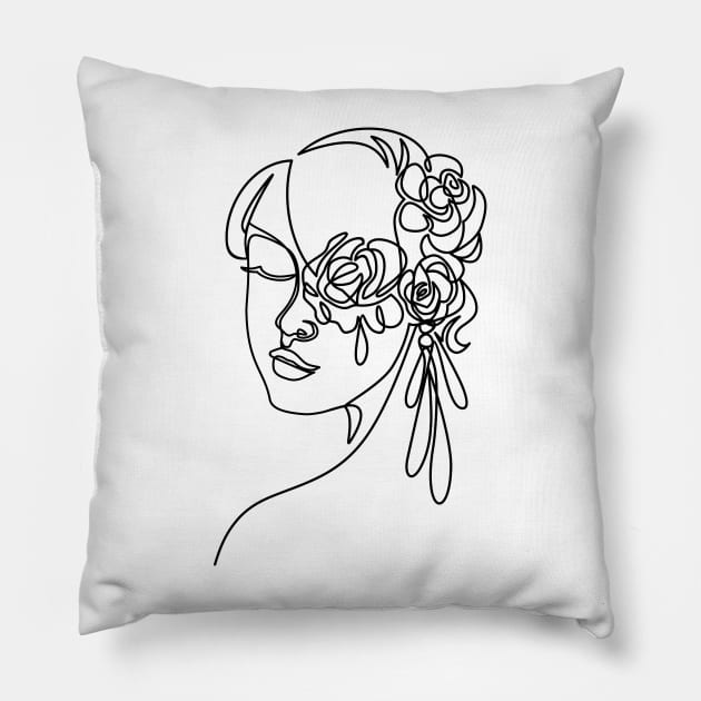 Female Line Art Pillow by pmuirart