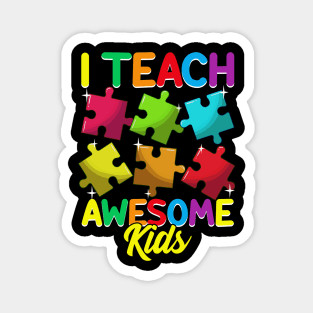 Cute I Teach Awesome Kids Teacher Autism Awareness Magnet