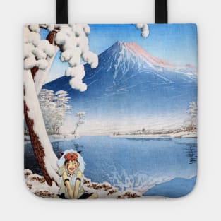 Ukiyo-e snow & mount fuji Mononoke Tote