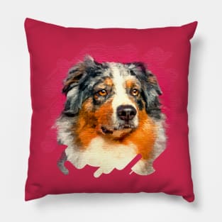 Australian Shepherd - Blue Merle Portrait Pillow