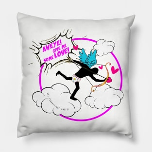 Valentine's Day Lovers Cupid Cartoon | Pink & Red Comic Book Style Pillow