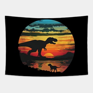 Cat Dinosaur Footprints Tapestry