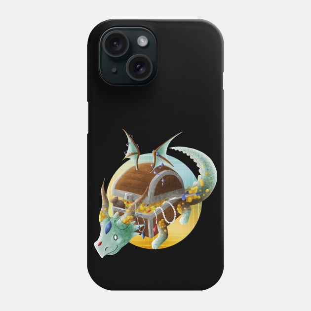 Kawaii Treasure Chest Dragon - With Background Phone Case by Chiisa
