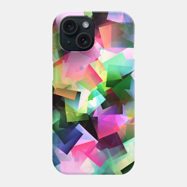 Bright Colorful Chaotic Squares Pattern Phone Case by KaSaPo