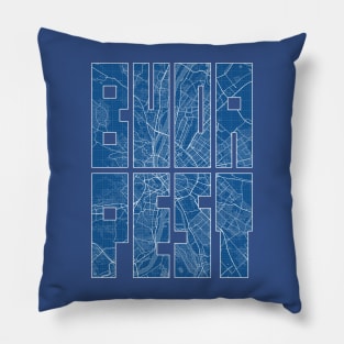 Budapest, USA City Map Typography - Blueprint Pillow