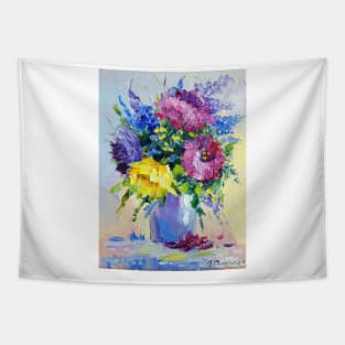 A bouquet of flowers in a vase Tapestry