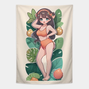 Cute anime girl in bikini,summer Tapestry