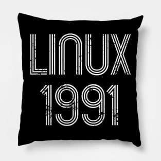 Linux 1991 - Cool Distressed Design for Free Software Geeks Pillow