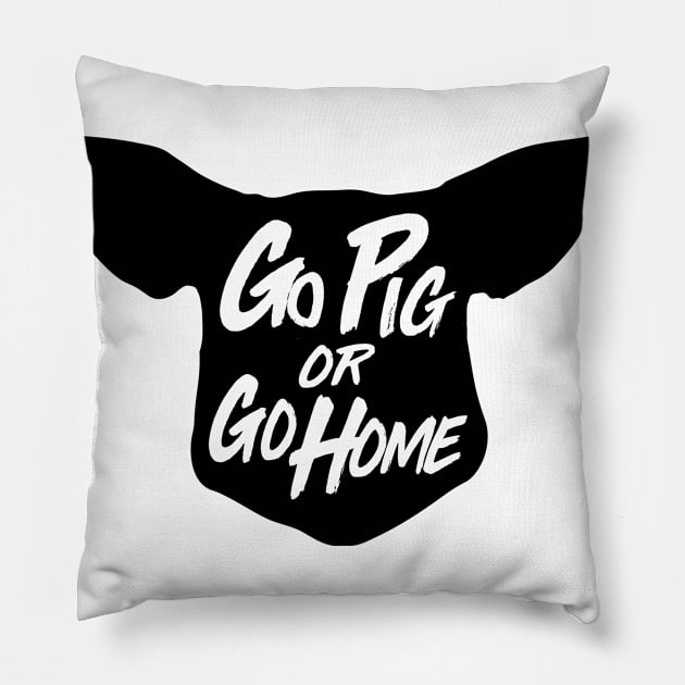 Go Pig or Go Home #1 (dark) Pillow by geekingink