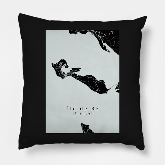 Ile de Re France Island Map dark Pillow by Robin-Niemczyk