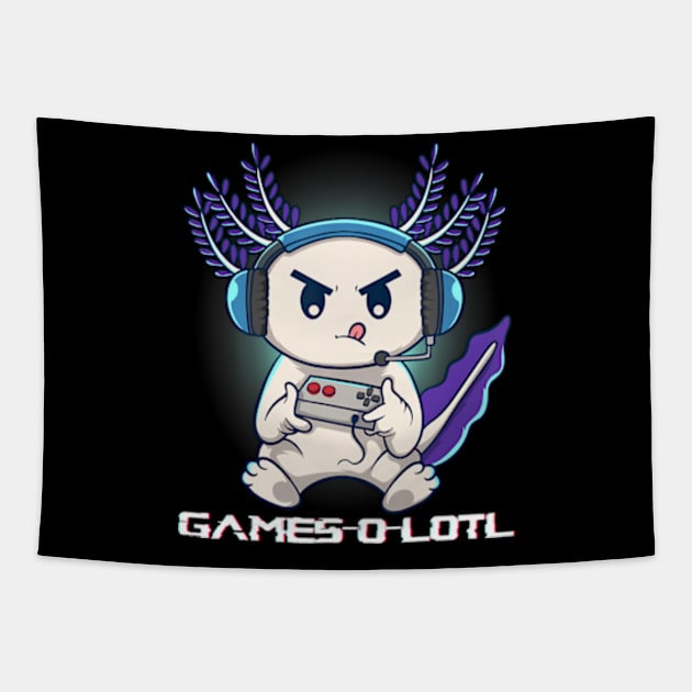 Axolotl Playing Console Video Games Gamesolotl Gaming Tapestry by Daysy1