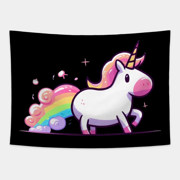 Rainbow unicorn Tapestry by Evgmerk