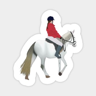 Girl Riding White Horse Magnet