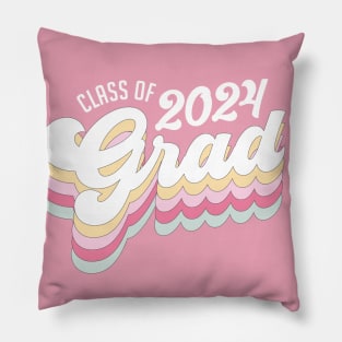 Class of 2024 Grad Girly Retro Vibes Pillow