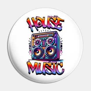 HOUSE MUSIC  - Graffiti Speaker Logo (black/red/purple)) Pin