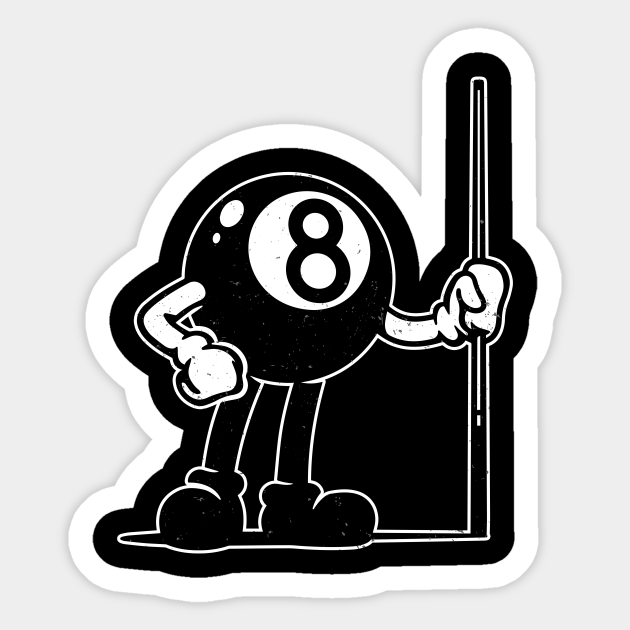 Billiards Cue Sports 8-Ball vintage Cartoon - Snooker - Sticker | TeePublic Billiards Cue Sports 8-Ball vintage Cartoon - Snooker - Sticker | TeePublic