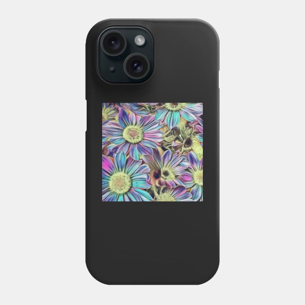 TrippIng Daisys  Neon Flowers Phone Case by Sanman1111