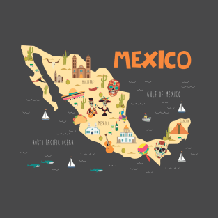 Mexico Illustrated Map T-Shirt