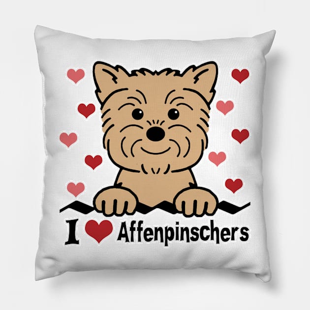 I Love Affenpinschers Pillow by AnitaValle