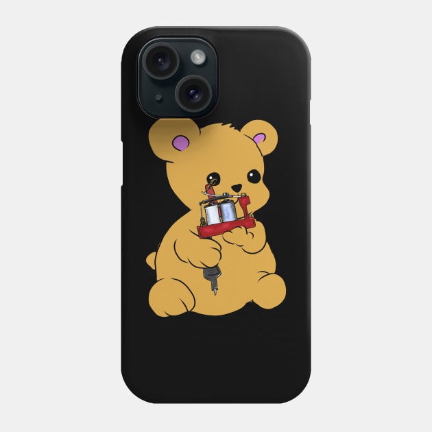 Kawaii Teddy Bear with a bulldog Tattoo machine Phone Case by silentrob668