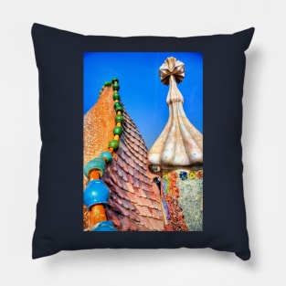 The Dragon's Back on the roof of Casa Batllo Barcelona Spain Pillow